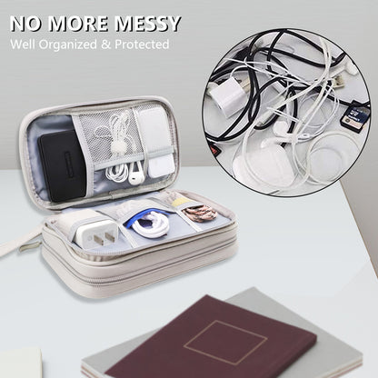 Grey Portable Digital Organizer Bag - Multifunctional Storage for Power Banks, Cables, and V888-ELOSUNG17062
