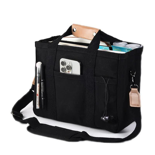Black Large Capacity Multi-Compartment Tote Bag - Stylish and Versatile for Women, Ideal for Organizing V888-ELOSUNG17064