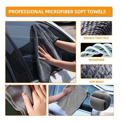 Type B 9-Piece Car Wash Tool Kit - Tire & Wheel Brushes, Wash Mitt, Microfiber Towels, and Wax Sponge Set V888-ELOSUNG17072