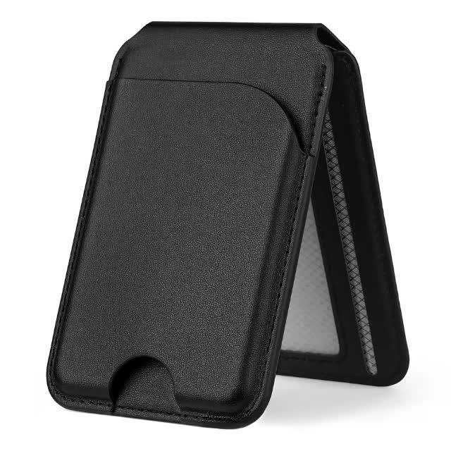 Black MagSafe Magnetic Wallet with Stand - PU Leather Card Holder for iPhone V888-ELOSUNG17076