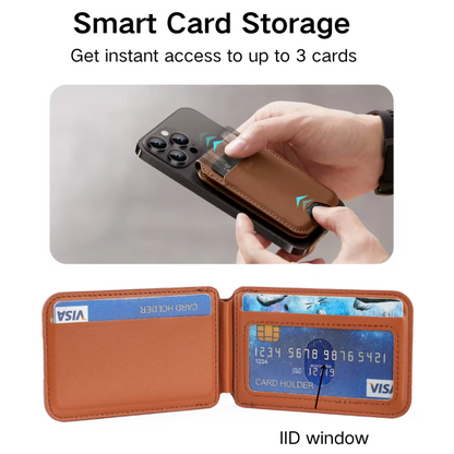 Black MagSafe Magnetic Wallet with Stand - PU Leather Card Holder for iPhone V888-ELOSUNG17076