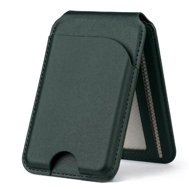 Dark Green MagSafe Magnetic Wallet with Stand - PU Leather Card Holder for iPhone V888-ELOSUNG17080