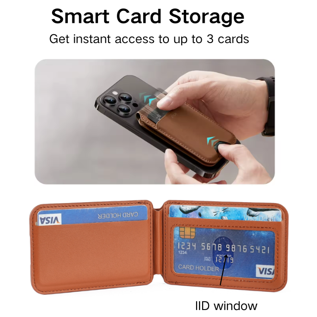 Dark Green MagSafe Magnetic Wallet with Stand - PU Leather Card Holder for iPhone V888-ELOSUNG17080