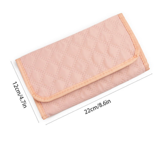 Pink Portable Travel Jewelry Organizer Roll - Foldable Jewelry Storage Pouch for Earrings, Rings, and V888-ELOSUNG17110