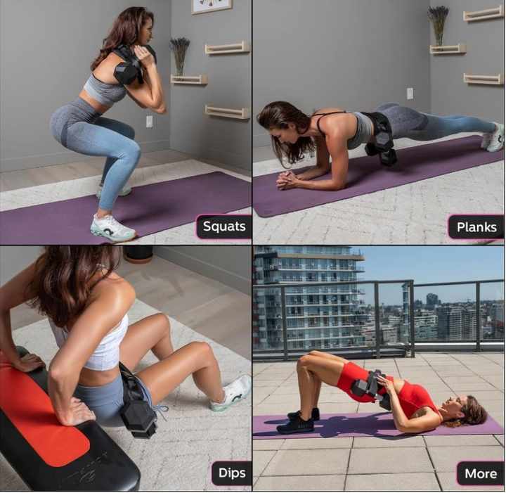 Black Portable Hip Thrust and Glute Training Belt - Adjustable Weightlifting Support Strap(Dumbbells not V888-ELOSUNG17121