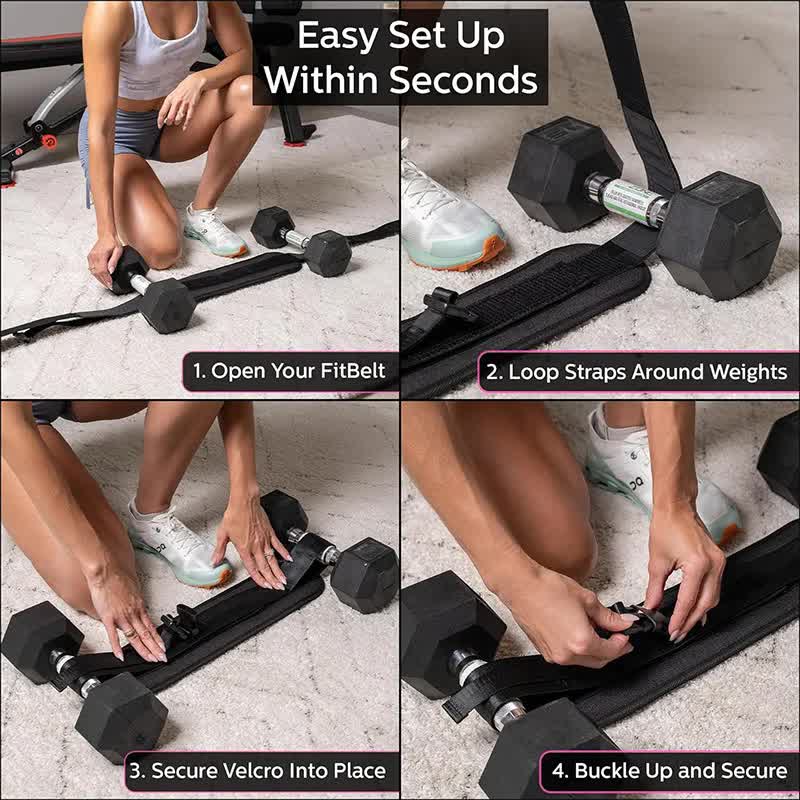 Black Portable Hip Thrust and Glute Training Belt - Adjustable Weightlifting Support Strap(Dumbbells not V888-ELOSUNG17121