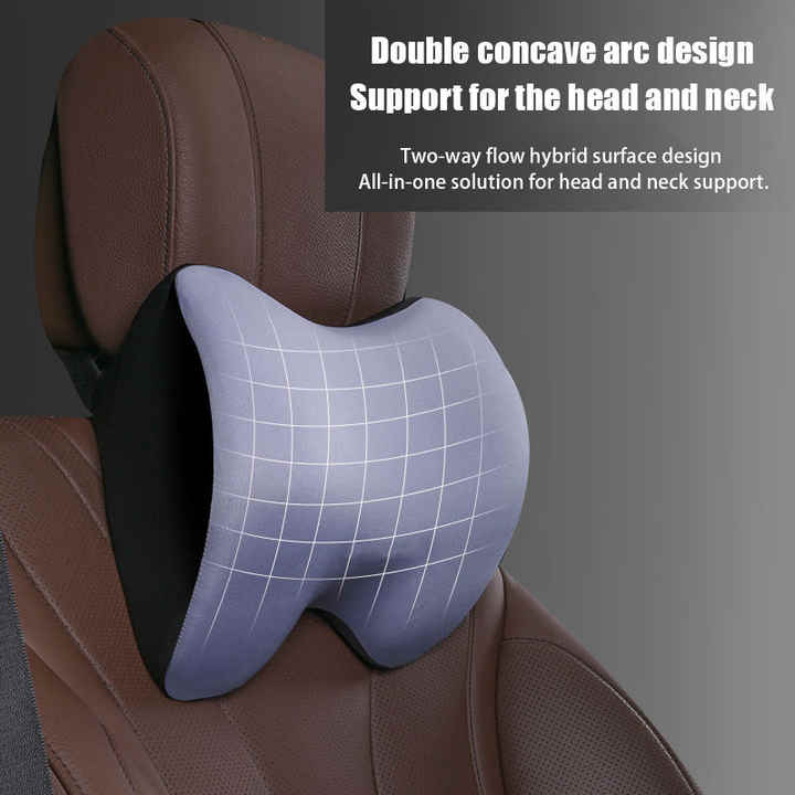 Black Memory Foam Car Seat Neck and Lumbar Support Set - Ergonomic Cushion for Office, Home, and Driving V888-ELOSUNG17197
