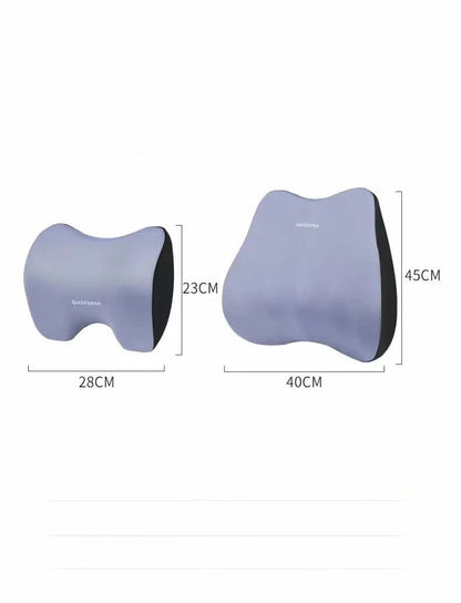 Black Memory Foam Car Seat Neck and Lumbar Support Set - Ergonomic Cushion for Office, Home, and Driving V888-ELOSUNG17197