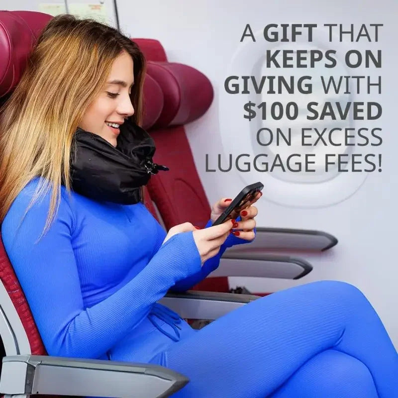 Grey Suede Portable Refillable Travel Neck Pillow with Storage Bag -Lightweight and Compact for Airplane, V888-ELOSUNG17216