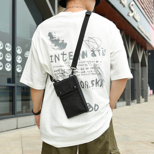 Black Water-Resistant Nylon Crossbody Phone Bag - Compact Travel Wallet & Card Holder for Men and V888-ELOSUNG17221