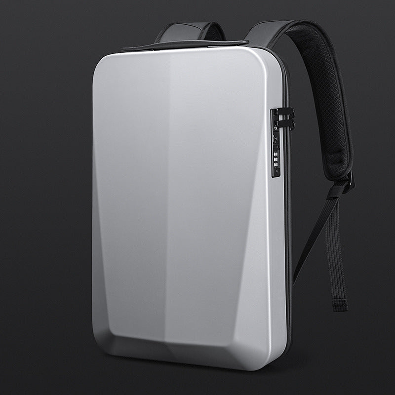 Silver Premium Hard Shell Business Backpack with TSA Lock and USB Charging Port, Waterproof Laptop Bag for Men V888-ELOSUNG17226