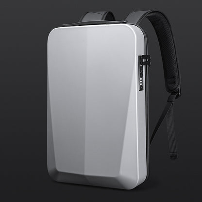 Silver Premium Hard Shell Business Backpack with TSA Lock and USB Charging Port, Waterproof Laptop Bag for Men V888-ELOSUNG17226