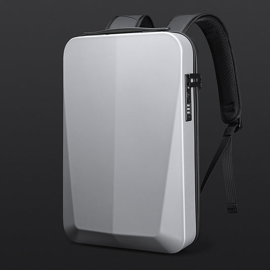 Silver Premium Hard Shell Business Backpack with TSA Lock and USB Charging Port, Waterproof Laptop Bag for Men V888-ELOSUNG17226