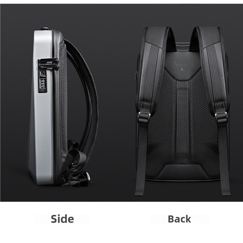Silver Premium Hard Shell Business Backpack with TSA Lock and USB Charging Port, Waterproof Laptop Bag for Men V888-ELOSUNG17226
