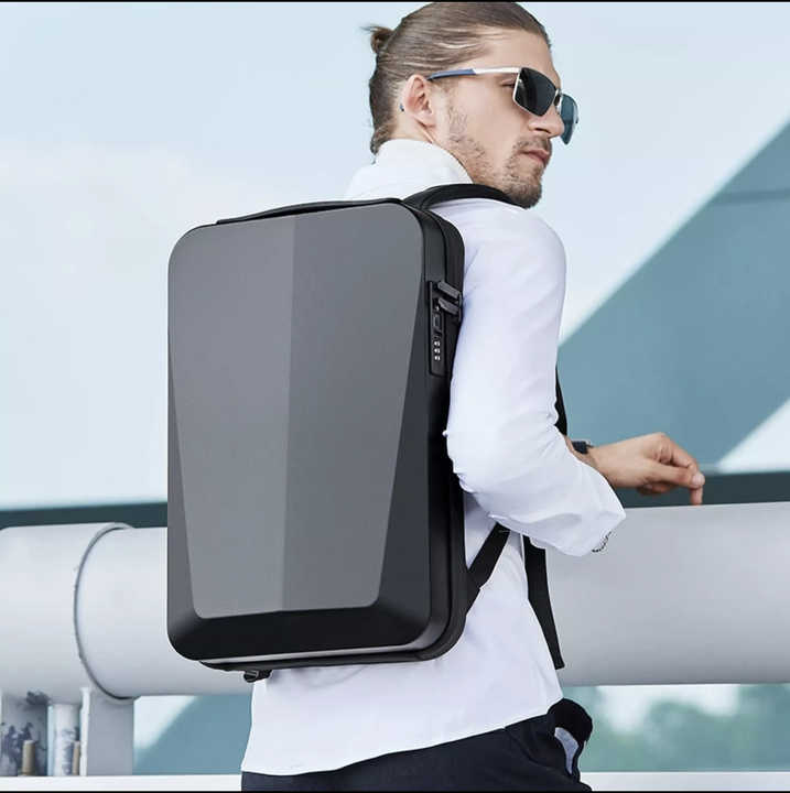 Silver Premium Hard Shell Business Backpack with TSA Lock and USB Charging Port, Waterproof Laptop Bag for Men V888-ELOSUNG17226