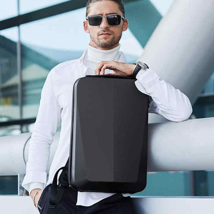 Silver Premium Hard Shell Business Backpack with TSA Lock and USB Charging Port, Waterproof Laptop Bag for Men V888-ELOSUNG17226