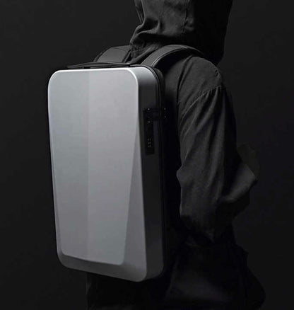 Silver Premium Hard Shell Business Backpack with TSA Lock and USB Charging Port, Waterproof Laptop Bag for Men V888-ELOSUNG17226