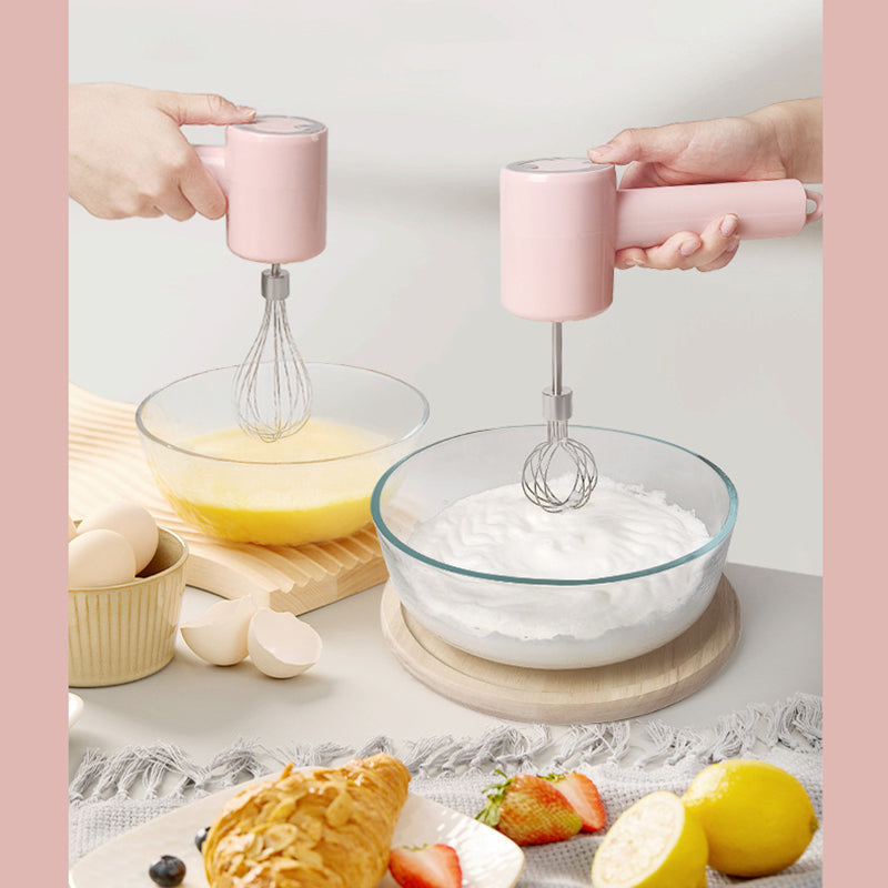 Pink Portable Electric Egg Beater with 3-Speed Adjustment, Dual Whisks, and Type-C Charging V888-ELOSUNG17304