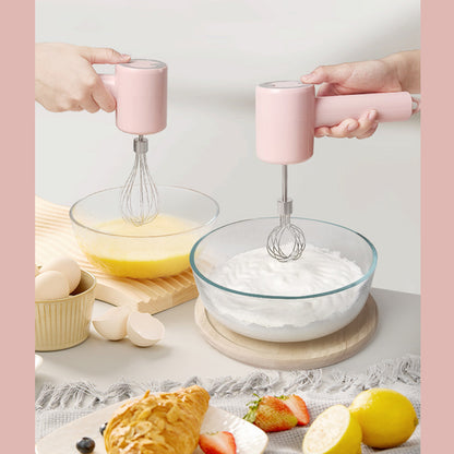 Pink Portable Electric Egg Beater with 3-Speed Adjustment, Dual Whisks, and Type-C Charging V888-ELOSUNG17304