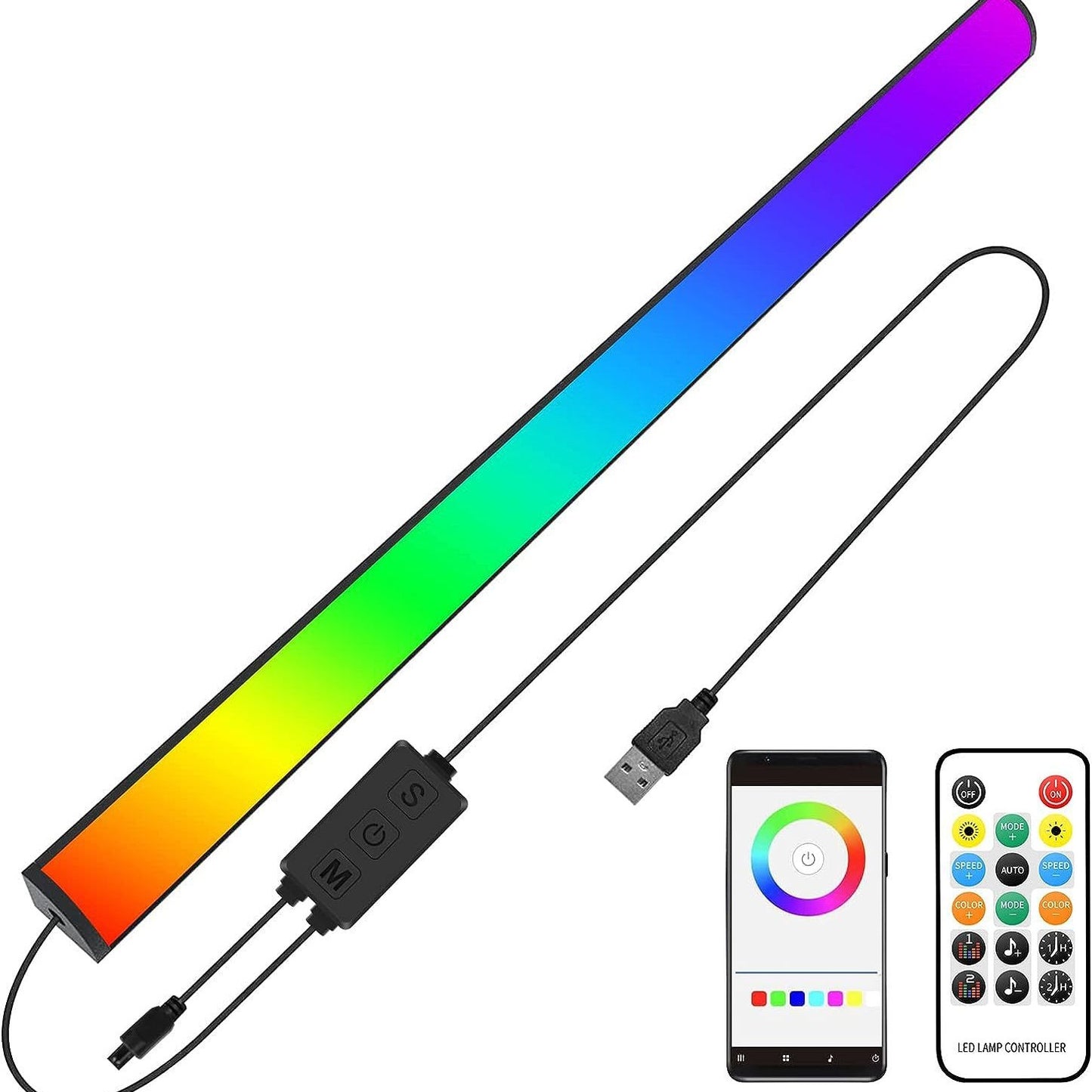 2 Pcs RGB LED Gaming Light Bar - Dual Color Temperature & Adjustable RGB Effects, USB-Powered Backlight for V888-ELOSUNG17332