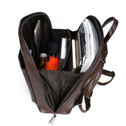 Black Stylish Women's PU Leather Backpack - Spacious, Anti-Theft, Multi-Pocket Travel Bag for School or Work V888-ELOSUNG17359