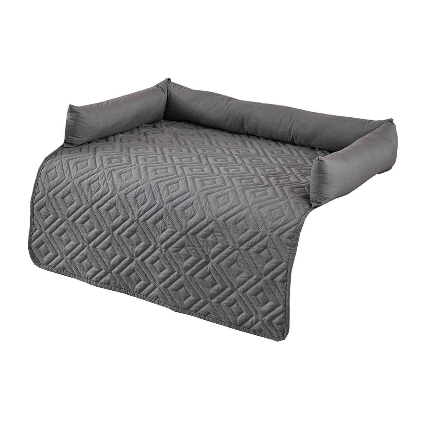 75*75CM Grey Waterproof & Scratch-Resistant Pet Sofa Protector Mat with Pillow | Cat & Dog Bed, Washable, V888-ELOSUNG17392