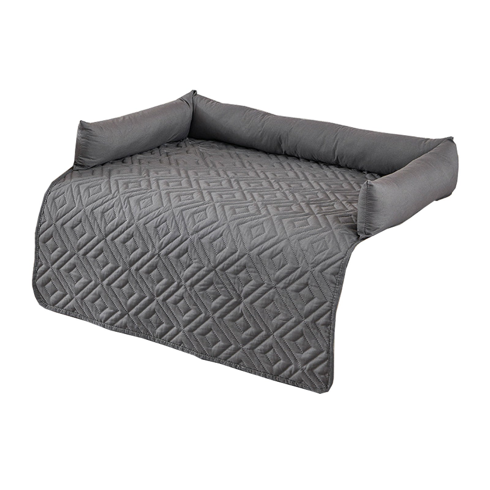 75*75CM Grey Waterproof & Scratch-Resistant Pet Sofa Protector Mat with Pillow | Cat & Dog Bed, Washable, V888-ELOSUNG17392