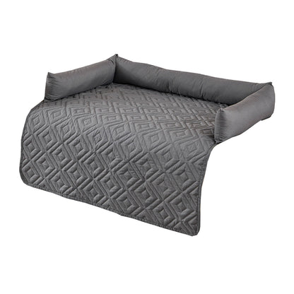 75*75CM Grey Waterproof & Scratch-Resistant Pet Sofa Protector Mat with Pillow | Cat & Dog Bed, Washable, V888-ELOSUNG17392