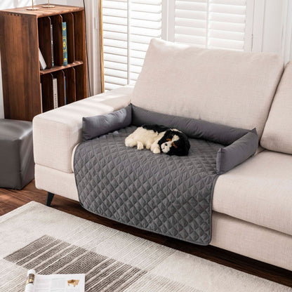 75*75CM Grey Waterproof & Scratch-Resistant Pet Sofa Protector Mat with Pillow | Cat & Dog Bed, Washable, V888-ELOSUNG17392