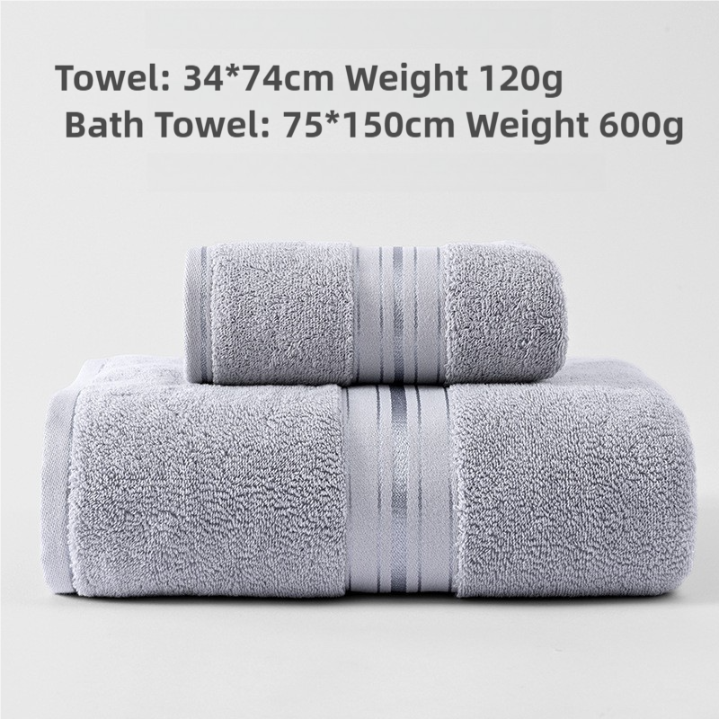 Grey Luxury Cotton Towel Set(Towel + Bath Towel) - Quick Dry, Extra Thick & Absorbent, Perfect for Bath & V888-ELOSUNG17424