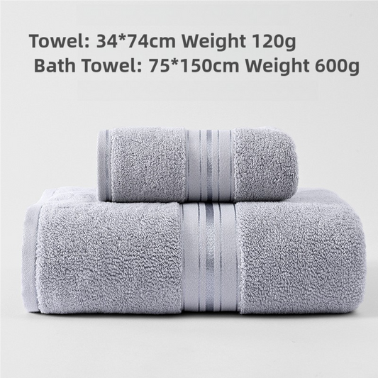 Grey Luxury Cotton Towel Set(Towel + Bath Towel) - Quick Dry, Extra Thick & Absorbent, Perfect for Bath & V888-ELOSUNG17424