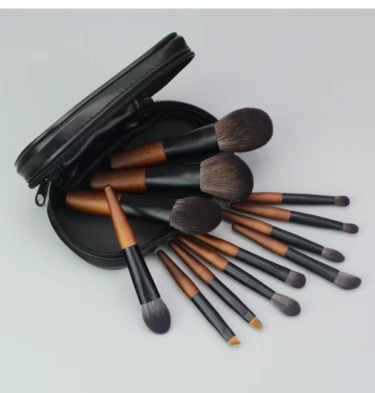 Style A 12-Piece Mini Portable Makeup Brush Set - Fiber Bristle Beauty Tool Set(With storage bag) V888-ELOSUNG17430