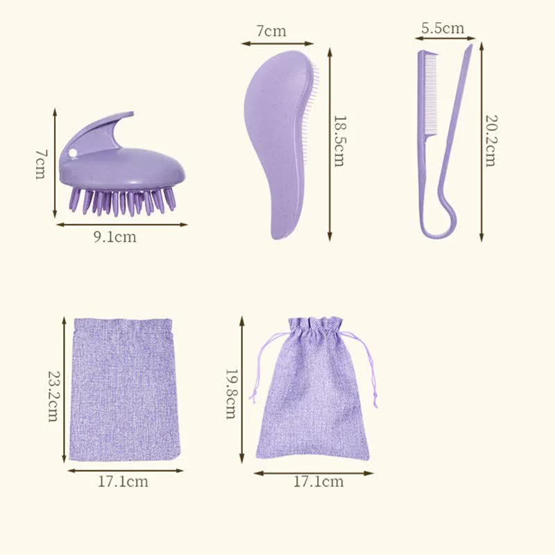 2 Pcs Pink Eco-Friendly Wheat Straw Hair Care Set - Massage Brush, Detangling Comb, and V-shaped Comb for All V888-ELOSUNG17439
