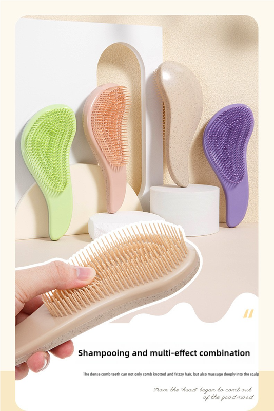 2 Pcs Green Eco-Friendly Wheat Straw Hair Care Set - Massage Brush, Detangling Comb, and V-shaped Comb for V888-ELOSUNG17440