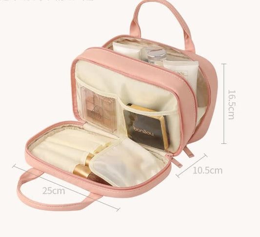 Blue Premium PU Leather Portable Makeup Bag - Large Capacity Waterproof Travel Cosmetic Organizer(Cosmetics V888-ELOSUNG17472