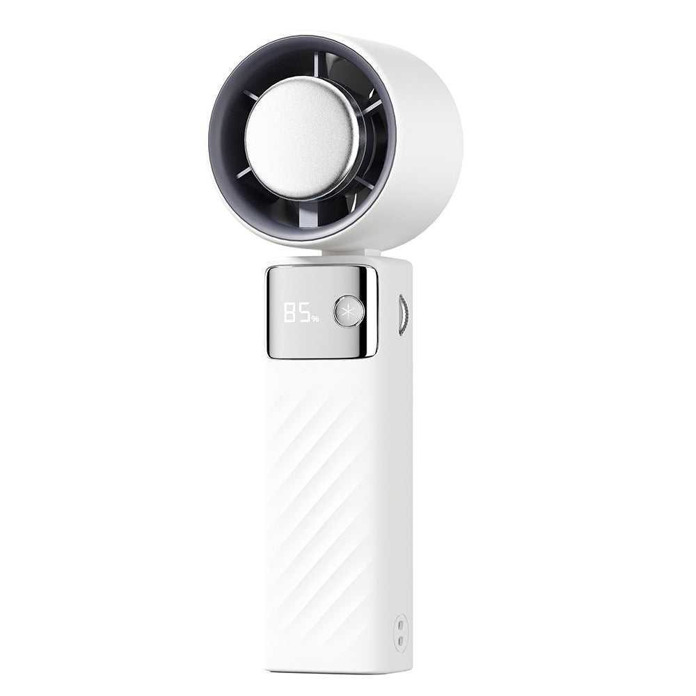 White Portable Turbo Handheld USB Rechargeable Fan with Digital Speed Display - High-Speed Cooling Fan for V888-ELOSUNG17475