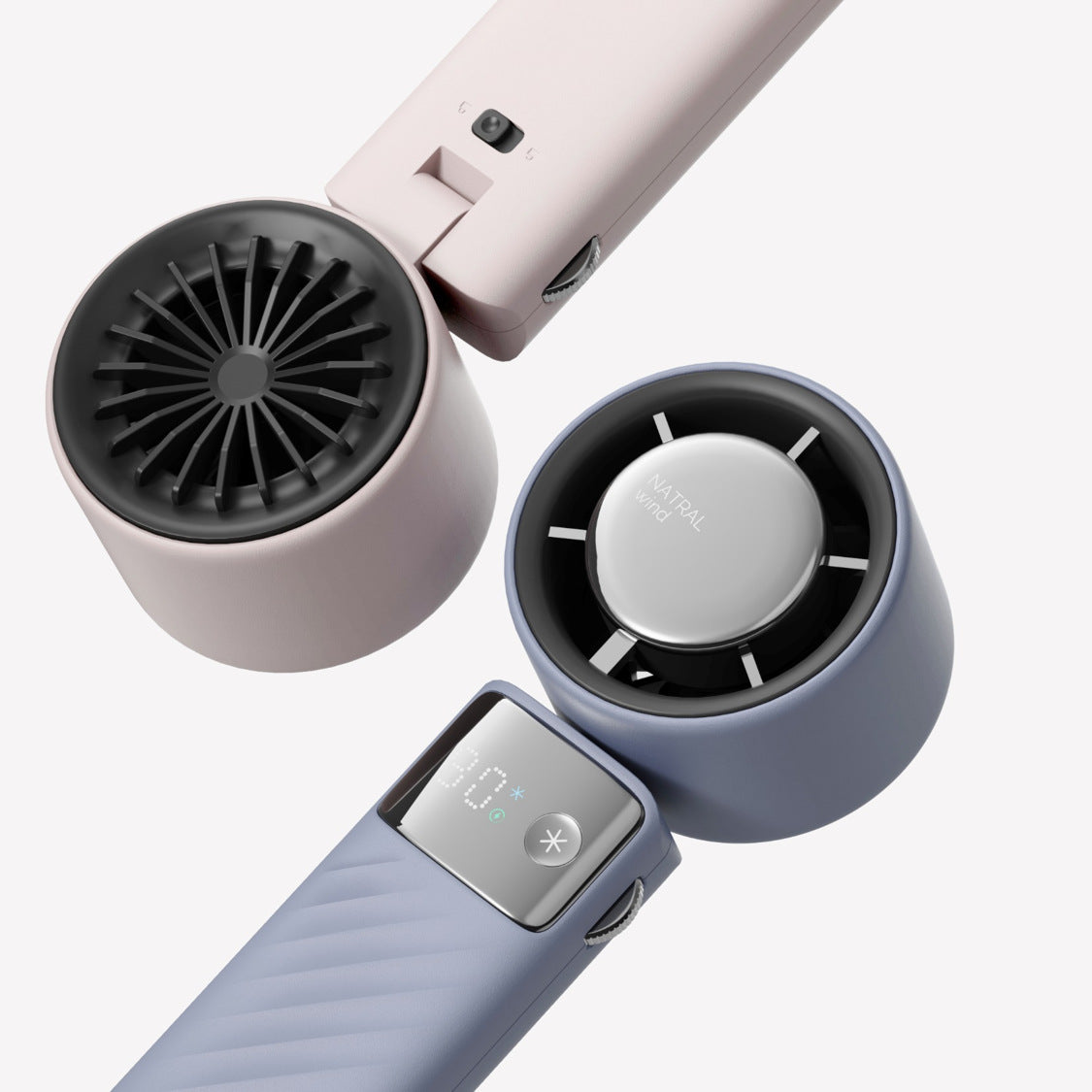 White Portable Turbo Handheld USB Rechargeable Fan with Digital Speed Display - High-Speed Cooling Fan for V888-ELOSUNG17475