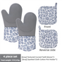 Grey 4-Piece Set Heat Resistant Silicone Kitchen Gloves Set - 4-Piece Set with Oven Mitts & Pot Holders for V888-ELOSUNG17552