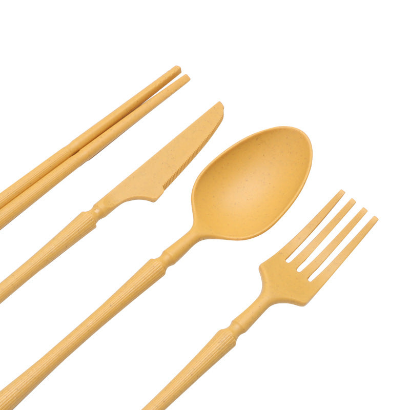 Four-person Set Multicolor Eco-Friendly Wheat Straw Dinnerware Set, Plate, Bowl, Cup & Utensil Set - V888-ELOSUNG17614