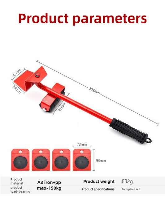 2 Pcs Red Heavy Duty Furniture Moving System, Sliding Dolly Tools for Easy Transport of Appliances, V888-ELOSUNG17625