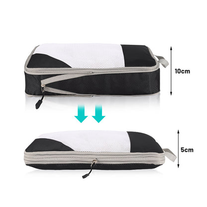 4-piece Set Grey Compression Travel Storage Bags Set, Mesh Travel Organizers for Luggage, Foldable and V888-ELOSUNG17646