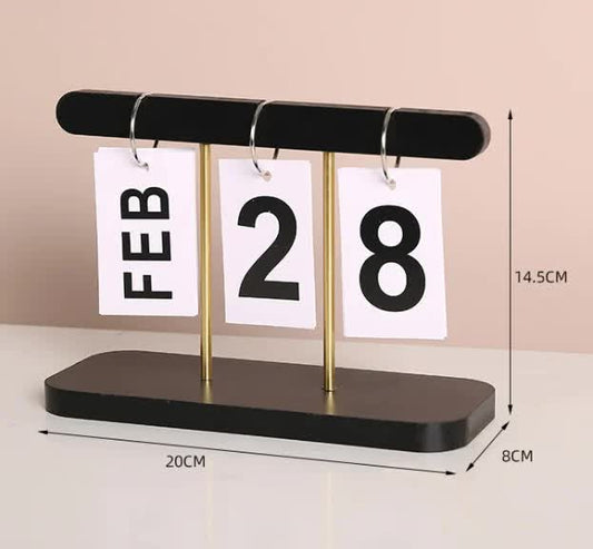 Black Modern Minimalist Wooden Flip Calendar - Stylish Desktop Calendar for Home, Office, and Study Room V888-ELOSUNG17656