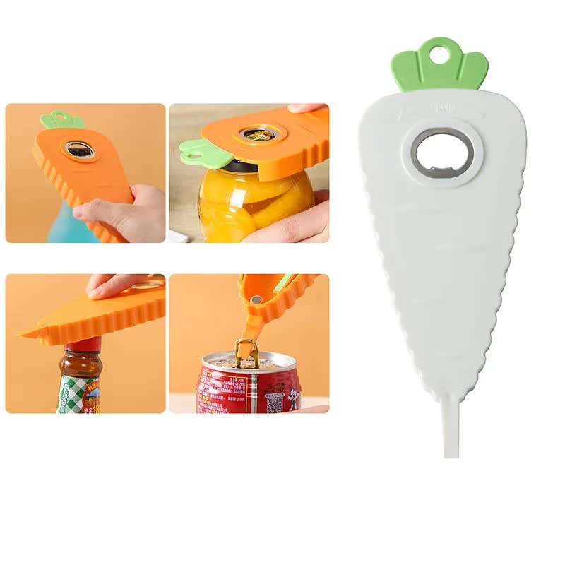 2 Pcs White Carrot-Shaped Multi-Function Bottle Opener - Versatile Kitchen Tool for Jars, Cans, and Bottles V888-ELOSUNG17662