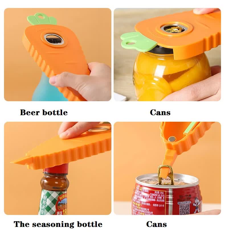 2 Pcs White Carrot-Shaped Multi-Function Bottle Opener - Versatile Kitchen Tool for Jars, Cans, and Bottles V888-ELOSUNG17662
