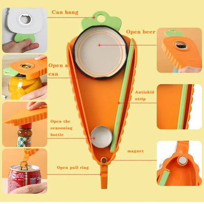 2 Pcs White Carrot-Shaped Multi-Function Bottle Opener - Versatile Kitchen Tool for Jars, Cans, and Bottles V888-ELOSUNG17662