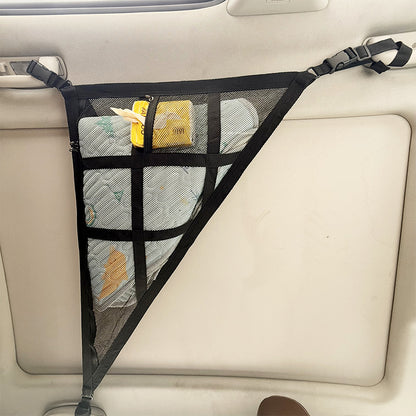 Beige Car Roof Triangular Storage Net - Adjustable Ceiling Organizer for Vehicles V888-ELOSUNG17665