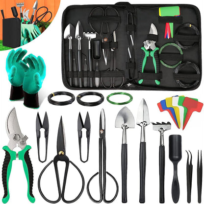 24-Piece Bonsai Tree Tool Kit for Gardening Starters - Complete Bonsai Care Set with Organizer Bag V888-ELOSUNG17668