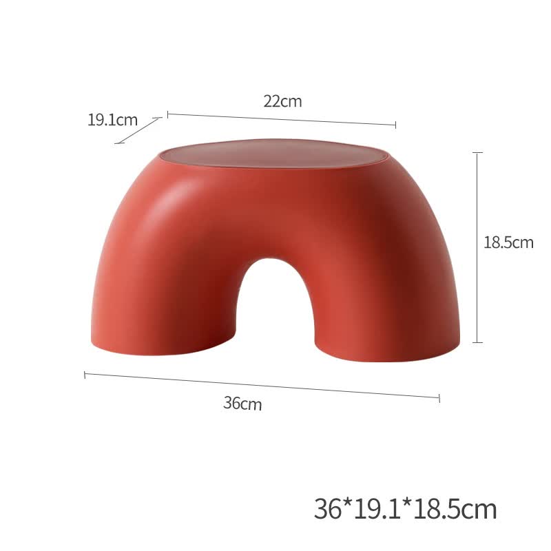 Red Minimalist Round Shape Footstool - Durable Anti-slip Rainbow Stool for Home, Creative Design V888-ELOSUNG17764