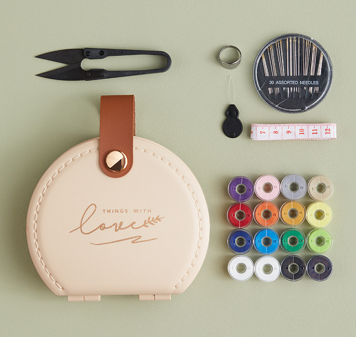 Apricot Portable Sewing Kit with Threads, Needles, and Tools - Compact Travel Case for Sewing Accessories V888-ELOSUNG17771