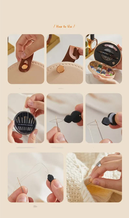Apricot Portable Sewing Kit with Threads, Needles, and Tools - Compact Travel Case for Sewing Accessories V888-ELOSUNG17771